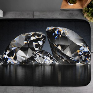 Diamonds, Soft Mat, Abstraction Pattern, Black, Small Carpet, Bath Rug, Decor, Designer Mat