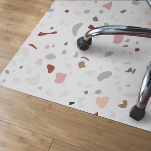 Granite Chair Mat, White Wood Floor Protection Mat, Blue Modern Decoration, Terazzo High Chair Mat, Birthday Gift
