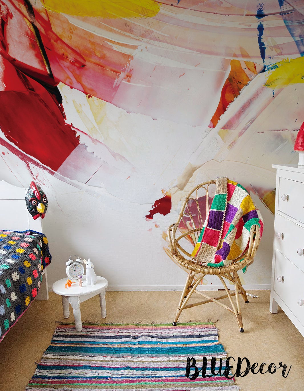 Smeared Paint Removable Wallpaper Traditional Stains Warm Etsy