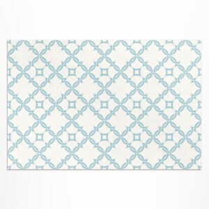 Chain Weave Decorative Tiles Outdoor Rug, Faux Tiles Patio Carpet, Blue Vinyl Rug, Porch Rug, Pet Friendly Rug, Easy To Clean Rug