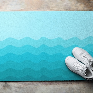 Geometric Waves Front Door Mat, Personalized Doormat, Fall Doormat, Entrance Mat Green, Abstraction Pattern