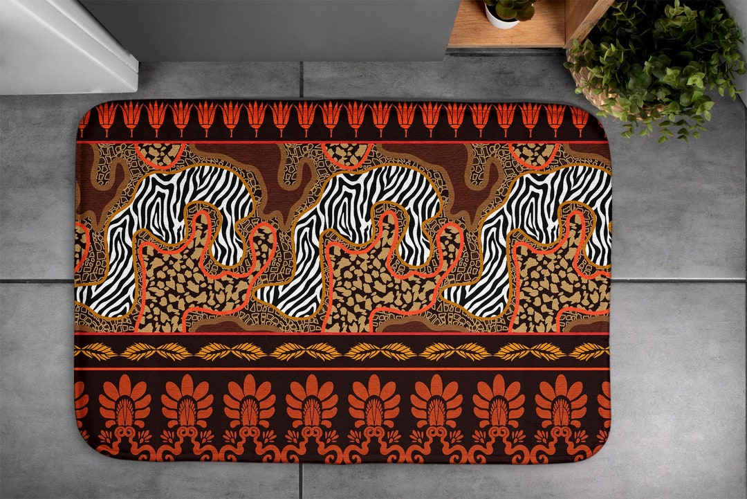Animals Abstract Rug Africa Animals Abstraction, Soft Mat, Animal Pattern, Brown, Small ...