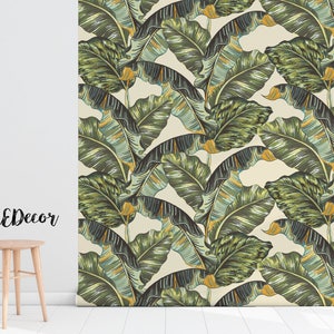 Tropical Palm Leaves Wallpaper, Jungle Mural, Removable Wallpaper, Peel And Stick, Traditional, Self Adhesive, Repositionable, Decal 115 image 3