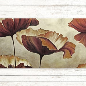 Painting Red Poppies Desk Mat Gaming, Red Keyboard Mat, Beige Desk Mat Gaming, Flowers Desk Decor, Laptop Mat, Birthday Gift, Home Office