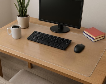 Tapis de bureau transparent, protège-table en vinyle imperméable, protecteur de plan de travail en acrylique hypoallergénique, revêtement de surface en PVC transparent