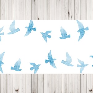 Blue Birds print bureaumat gaming, blauwe bureauhoes, witte bureaubeschermer, vogels muismat, muismat gaming, decoratieve mat, thuiskantoor