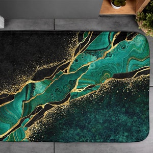 Green, Colorful Abstraction, Soft Mat, Bath Rug, Artistic Pattern, Designer Rug, Handmade Rug, Nonslip Mat