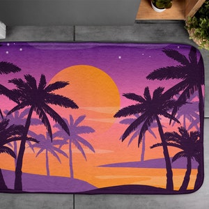 Pink, Soft Mat, Tropical Beach, Nonslip Rug, Summer Pattern, Decor, Modern Bathroom Mat, Small Space