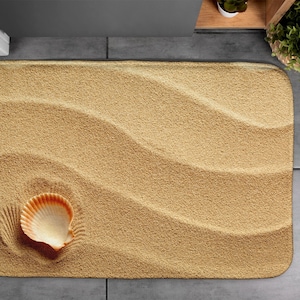 Sandy Beach, Soft Mat, Natural Pattern, Yellow, Handmade Rug, Bath Rug, Designer Rug, Nonslip Mat