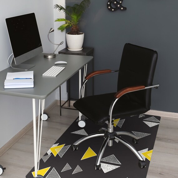 Hand Drawn Triangles Chair Mat Black Wood Floor Protection Mat Yellow Modern Decoration Geometric High Chair Mat Birthday Gift Etsy