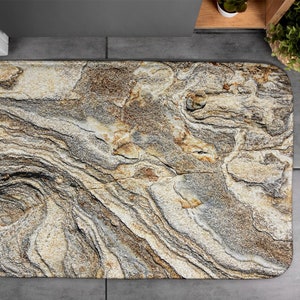 Marble, Soft Mat, Artistic Pattern, Beige, Small Carpet, Bath Rug, Decor, Designer Mat
