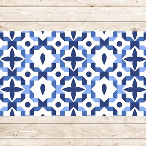 Azulejo Blauwe Tegels Bureaumat Gaming, Blauwe Toetsenbordmat, Witte Bureaumat Gaming, Tegel Bureau Decor, Decor Kinderkamer, Decoratieve Mat, Vinyl Mat