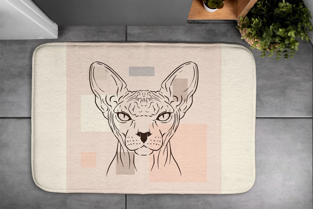 Beige, Sphinx Cat, Soft Mat, Bath Rug, Animal Pattern, Designer Rug ...