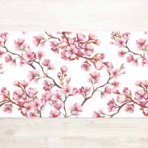 Pink Kirschzweige Schreibtischmatte Gaming, Pinke Tastatur Matte, Weiße Schreibtischmatte Gaming, Floral Schreibtisch Dekor, Laptop Matte, Geburtstagsgeschenk, Designer Matte
