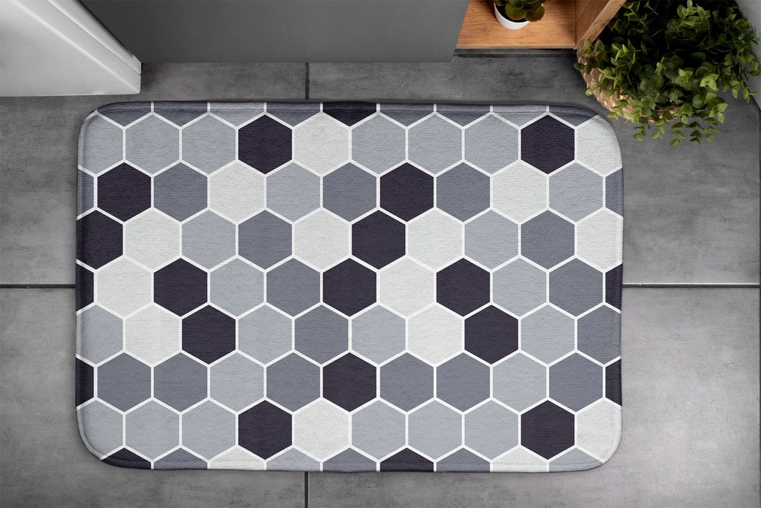 Geometric Modern, Soft Mat, Artistic Pattern, Gray, Nonslip Rug, Modern ...