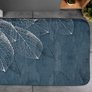 Floral, Soft Mat, Abstraction Pattern, Blue, Small Carpet, Bath Rug, Decor, Designer Mat