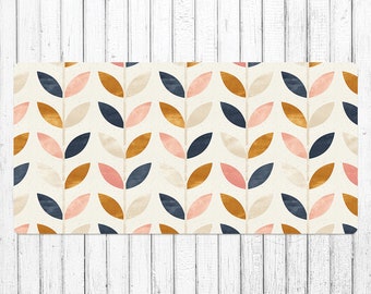 Artdeco Leaves Pattern Desk Mats On Top Of Desks, Orange Mouse Pad, Pink Keyboard Mat, Abstract Desk Cover, Laptop Pad, Birthday Gift