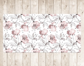 Classic Faded Roses Desk Mat Design, Pink Desk Pad Protector, Gray Office Decor, Flowers Mouse Pad, Laptop Pad, Birtday Gift, Vinyl Mat