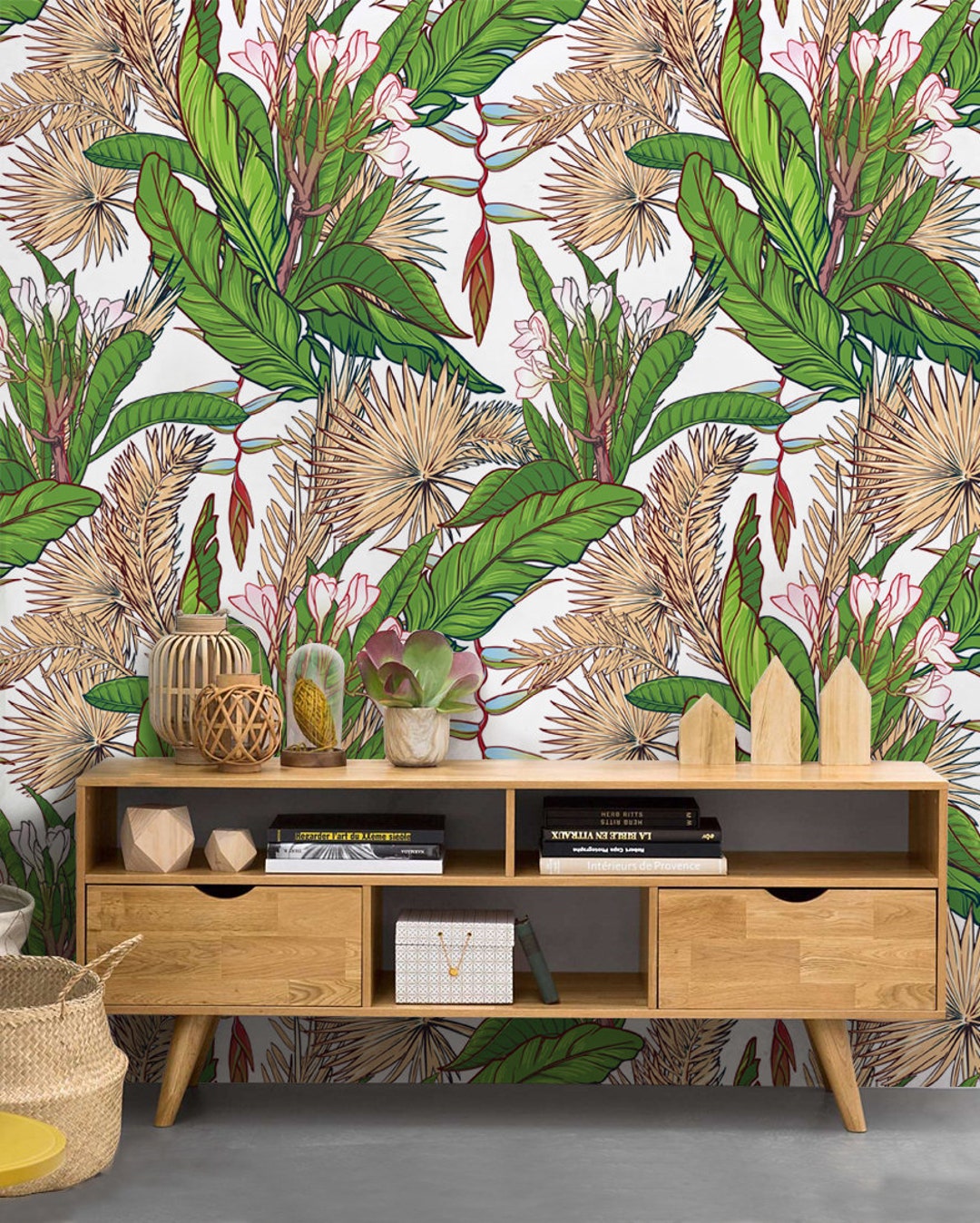 Tropical Jungle Removable Wallpaper, Watercolor, Paradise, Traditional