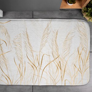 Soft Grass, Soft Mat, Minimalistic Pattern, Yellow, Handmade Rug, Bath Rug, Designer Rug, Nonslip Mat