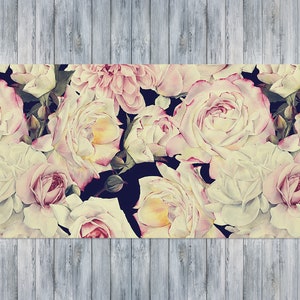 Classic White Roses Desk Mats On Top Of Desks, Beige Desk Accesories, Pink Keyboard Pad, Flowers Office Decor, Mouse Pad Gamming, Idea Gift