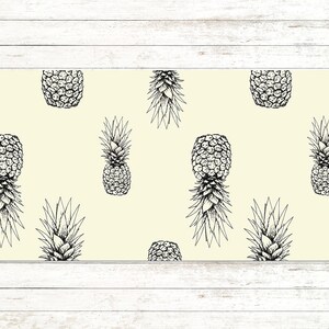 Sketch Pineapples Desk Mat, Beige Desk Cover, Gray Desk Protector, Fruits Mouse Pad, Mouse Pad Gamming, Housewarming Gift, Designer Desk Mat