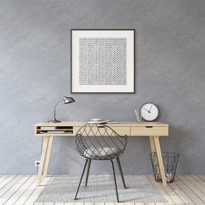 Knit Herringbone Chair Mat, White Vinyl Floor Mat, Gray Kids Room Decor, Geometric Pet Friendly, Waterproof Rug image 2