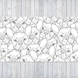 Bulldogs Outline Sketch Desk Pad, White Mouse Pad, Black Keyboard Mat, Dogs Desk Cover, Kids Room Decor, Gift Idea, Computer Accesories