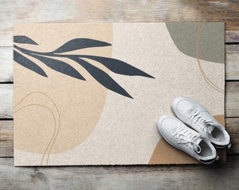 Vegetation Abstraction Outdoor Mat, Beige Welcome Rug, Abstraction Front Rug, Non-Slip Doormat, Personalized Doormat, Cute Doormat