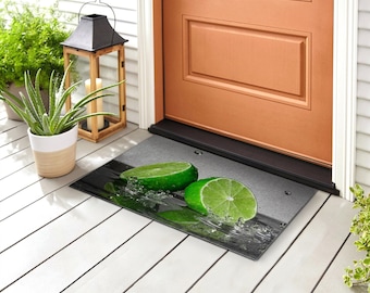 Citrus Lime Outdoor Rug, Green Welcome Mat, Natural Entrance Mat, Patterned Doormat , Custom Doormat, Funny Doormat