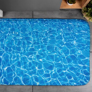 Water Waves, Soft Mat, Summer Pattern, Blue, Small Carpet, Bath Rug, Decor, Designer Mat