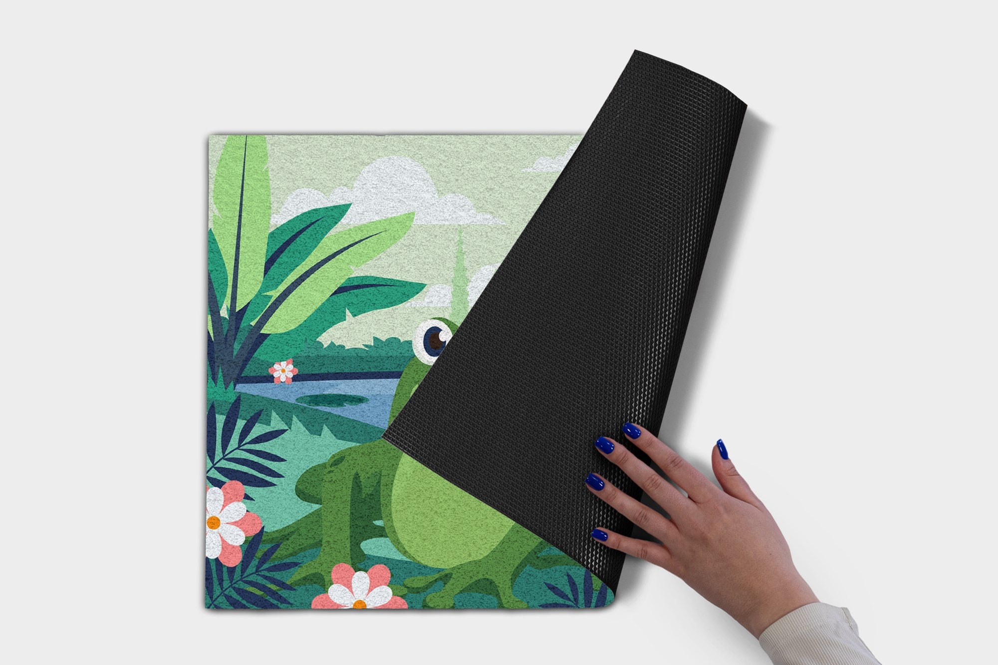 Tropical Frog Outdoor Mat, Green Welcome Rug, Animal Front Door Mat ...
