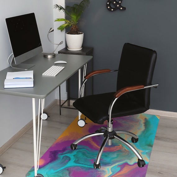 Rainbow Marble Chair Mat Purple Computer Mat Pink Chair Pad
