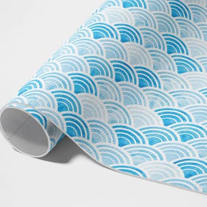 Watercolor Waves Pattern In Asian Style Outdoor Rug, Patterns Patio Carpet, Blue Vinyl Rug, Porch Rug, Pet Friendly Rug, Easy To Clean Rug