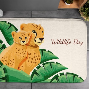 Orange, Soft Mat, Cheetahs - Africa, Bathroom Rug, Kids Pattern, Non-Skid, Contemporary Carpet, Floor Decor