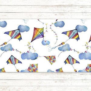 Kleurrijke vlieger bureaumat gaming, blauwe toetsenbordmat, gele bureaumat gaming, luchtbureaudecor, kinderkamerdecor, housewarmingcadeau, thuiskantoor