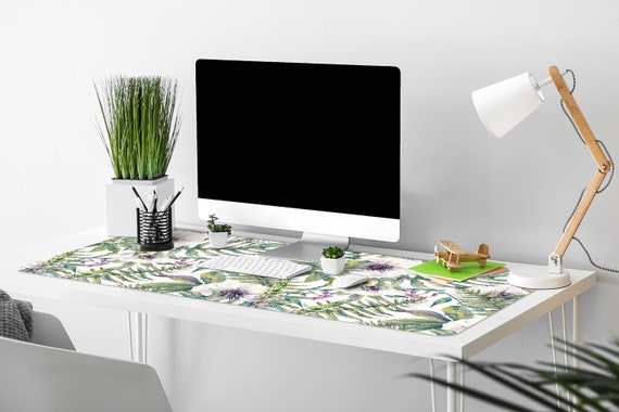 Tappetino da scrivania per computer con fiori di papaveri bianchi, tappetino  per mouse rosa, tappetino per tastiera verde, copri scrivania botanico,  tappetino per laptop, tappetino decorativo, tappetino di design -   Italia