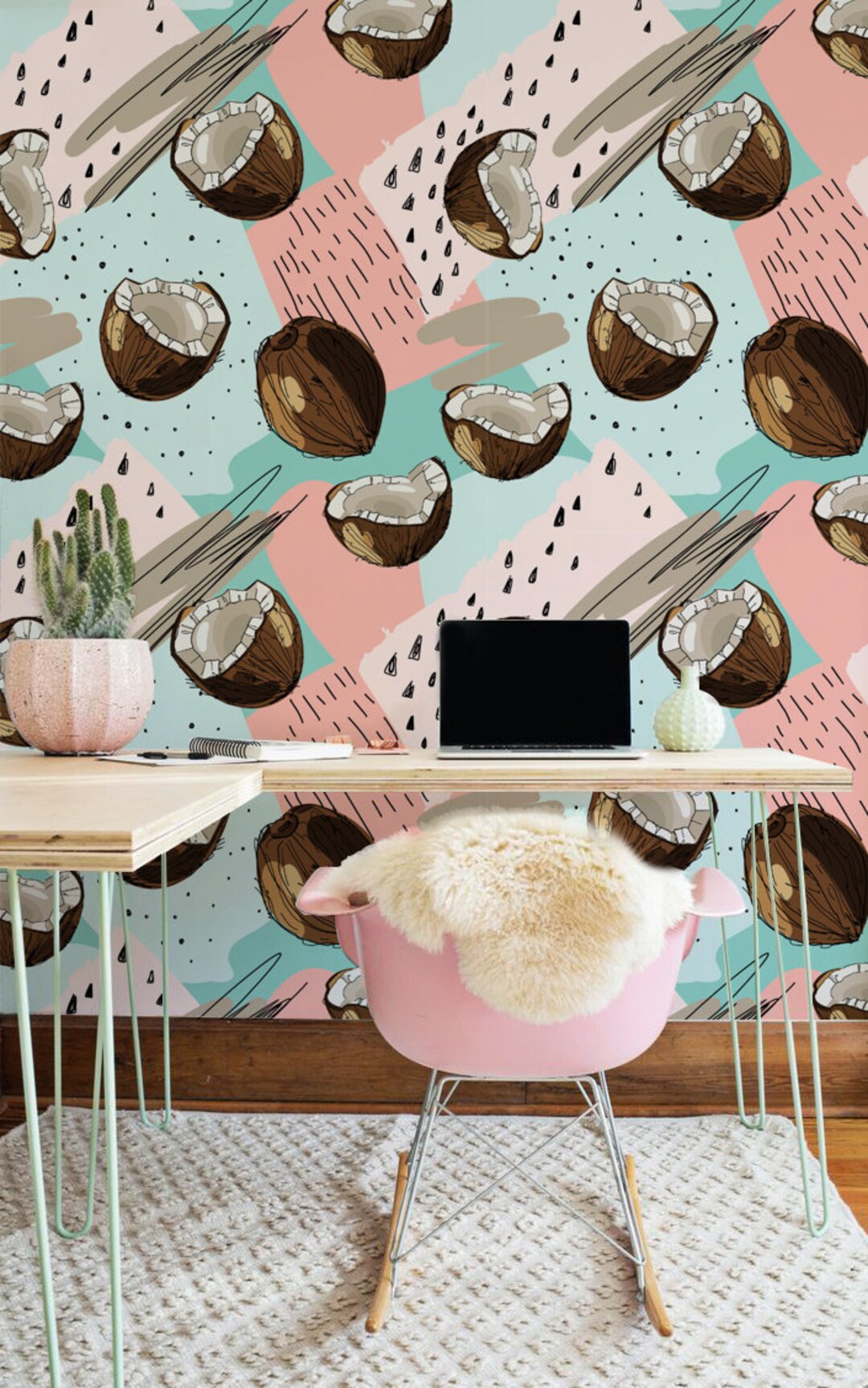 Abstract Coconut Wallpaper, Repositionable, Self Adhesive, Peel and ...