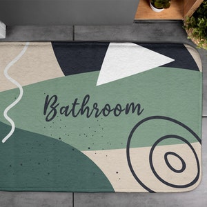 Geometric, Soft Mat, Artistic Pattern, Green, Elegant Design, Floor Decor, Contemporary Rug, Toilet Mat