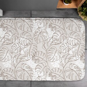 Green, Sketch Flowers, Soft Mat, Modern Bathroom Mat, Floral Pattern, Small Space, Nonslip Rug, Decor