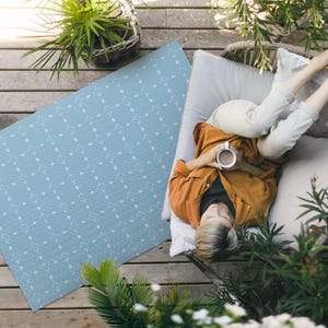 Fine, Subtle Regular Pattern Outdoor Rug, Patterns Patio Carpet, Blue Vinyl Rug, Porch Rug, Pet Friendly Rug, Easy To Clean Rug