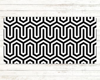 Bureaumatten met geometrisch patroon bovenop bureaus, zwarte muismat, witte toetsenbordmat, geometrische bureauhoes, laptopmat, housewarmingcadeau