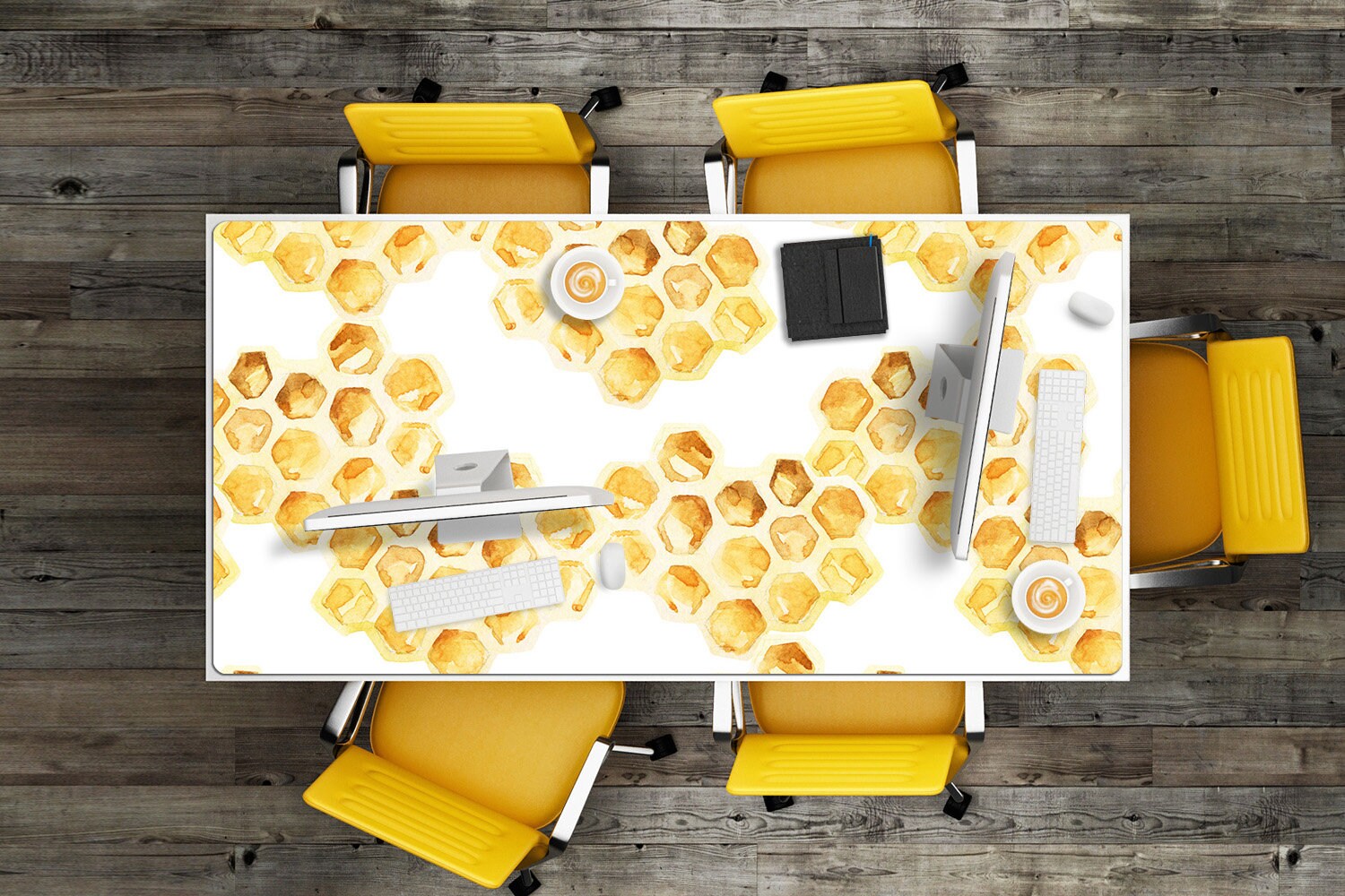 Watercolor Honeycomb Desk Mat Gaming Yellow Keyboard Mat - Etsy
