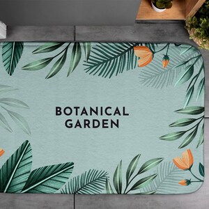 Green, Soft Mat, Botanical Garden, Handmade Rug, Floral Pattern, Nonslip Mat, Bath Rug, Designer Rug