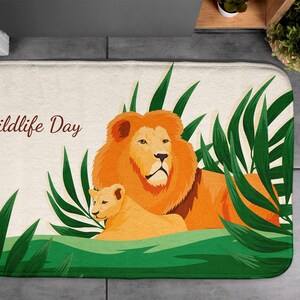 Green, Soft Mat, Lions Cats, Floor Decoration, Kids Pattern, Toilet, Designer Carpet, Bath Rug