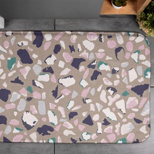 Artistic Pattern, Abstraction Stones, Soft Mat, Brown, Decor, Small Carpet, Designer Mat, Bath Rug