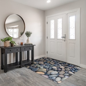 ペブルズ玄関マット、パーソナライズされた玄関マット、ナチュラルパターン、玄関マットグレー、秋の玄関マット