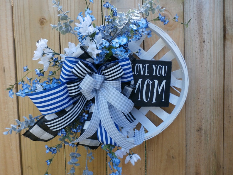 Decor Mothers Day Door Hanger Mothers day Gift Gift for Mom Mothers Day Wreath Mothers Day Tobacco Basket Gift For Her Love you MOM