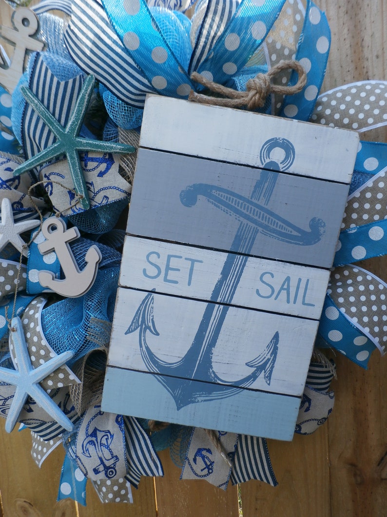 Beach Door Hanger Ocean Decor Summer Wreath Beach Decor Beach Wreath for Front Door Nautical Decor Beachy Wreath Seashore Wreath