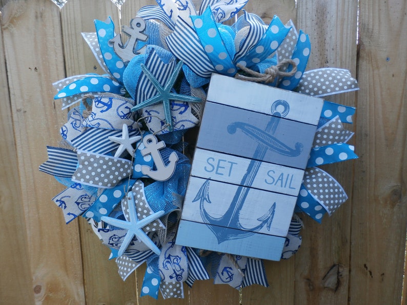 Beach Door Hanger Ocean Decor Summer Wreath Beach Decor Beach Wreath for Front Door Nautical Decor Beachy Wreath Seashore Wreath